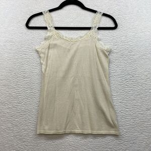 Glam Tank Top Womens Small Cream Lace Silk Cashmere Minimalist Luxury Classic